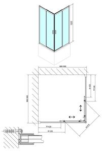 Polysan, CARMEN štvorcová sprchová zástena 900x900x1650mm, číre sklo, MD5116