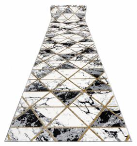 Behúň EMERALD exkluzívny 1020 glamour, styl marmur, trojuholníky čierny / zlatý
