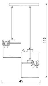 Detský luster na lanku SWEET 3xE27/15W/230V biela/ružová/motýľ