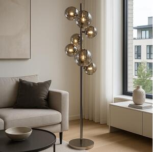 Brilagi - LED Stojacia lampa MILLA 7xG9/3W/230V čierny chróm/dymové sklo