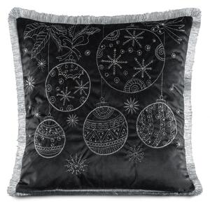 VIANOČNÁ DEKORAČNÁ OBLIEČKA NA VANKÚŠ HOLLY 45X45 CM ČIERNA