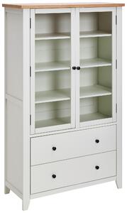 VITRÍNA, dub, borovica, číra, prírodná farba, biela, 100/165/43 cm MID.YOU - Sklenené vitríny, Online Only