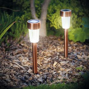 1x solárne LED záhradné svietidlo s kolíkom do zeme – studená biela – ružové zlato – kov – 30 cm – solárne napájanie – automatické zapnutie pri súmraku – dekoratívne vonkajšie osvetlenie pre záhradu a chodníky [11702C]