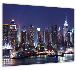 Obraz - Osvetlené New Yorské mrakodrapy (70x50 cm)