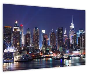 Obraz - Osvetlené New Yorské mrakodrapy (90x60 cm)