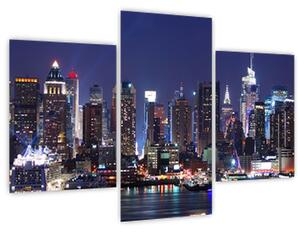 Obraz - Osvetlené New Yorské mrakodrapy (90x60 cm)