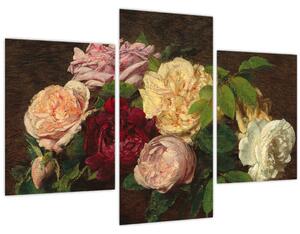 Obraz - Henri Fantin-Latour, Roses de Nice on a Table, reprodukcia (90x60 cm)