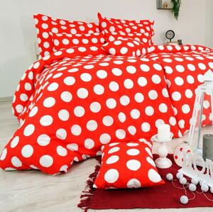 Obliečky bavlnené Dots červené EMI, Štandardný set jednolôžko obsahuje 1x 140x200 + 1x 70x90