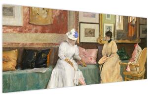 Obraz - William Merritt Chase, A Friendly Call, reprodukcia (120x50 cm)