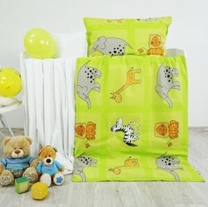 Obliečky detské ZOO zelené EMI, Detský set 90x130 + 45x65