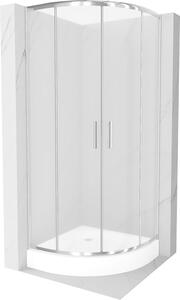 Mexen Rio, štvrťkruhový sprchovací kút s posuvnými dverami 70 x 70 cm, 5mm sklo námraza, chrómový profil + biela vysoká sprchová vanička Rio,…