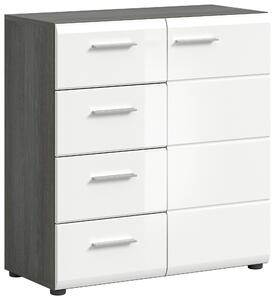 KOMODA, biela s vysokým leskom, 80/85/37 cm MID.YOU - Predsieňové programy, Online Only