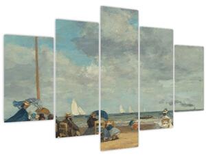 Obraz - Eugène Boudin, Beach at Trouville, reprodukcia (150x105 cm)