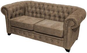 SEDAČKA CHESTERFIELD, drevo, textil, kompozitné drevo, svetlohnedá Livetastic - Sedačky, Online Only