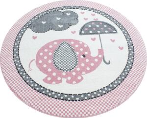 Ayyildiz koberce AKCIA: 160x160 (průměr) kruh cm Kusový koberec Kids 570 pink kruh - 160x160 (priemer) kruh cm