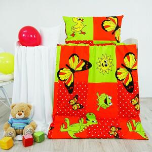 Obliečky detské bavlnené zvieratká červené EMI, Detský set 90x130 + 45x65