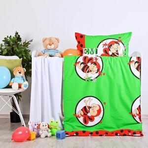Obliečky detské bavlnené včielky zeleno-červené EMI, Vankúš 45x65