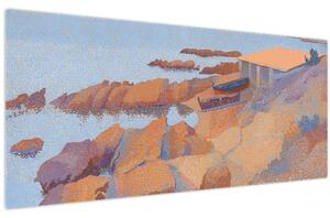 Obraz - Henri Edmond Cross, Calanque des Antibois, reprodukcia (120x50 cm)