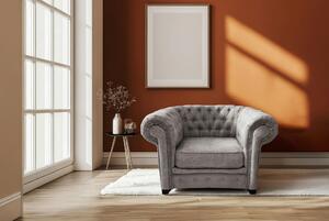 KRESLO CHESTERFIELD, textil, kompozitné drevo, sivá Livetastic - Online Only obývacie izby, Online Only