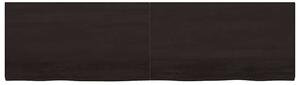 Nástenná polica tmavohnedá 220x60x(2-4) cm ošetrený masívny dub