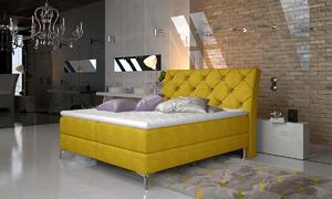 Čalúnená manželská posteľ s úložným priestorom Amika 140 - žltá
