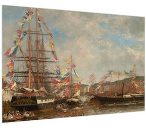 Obraz - Eugène Boudin, Festival in the Harbor of Honfleur, reprodukcia (90x60 cm)