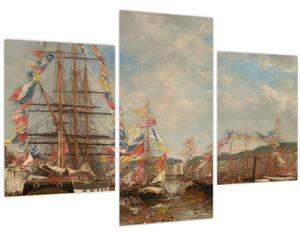 Obraz - Eugène Boudin, Festival in the Harbor of Honfleur, reprodukcia (90x60 cm)