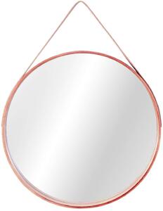 Okrúhle drevené zrkadlo na páske Tutumi 50 cm / svetlohnedá