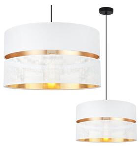 Závesné svietidlo Asti, 1x PVC/biele textilné tienidlo, (fi 40cm), g, b