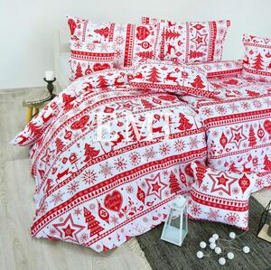 Vianočné bavlnené obliečky Eleonora červené EMI, Predĺžený set jednolôžko obsahuje 1x 140x220 + 1x 70x90