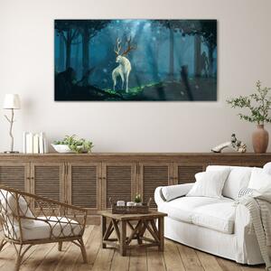 Skleneny obraz Lovci fantázie lesné zvieratá