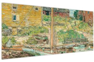 Obraz - Childe Hassam, Oyster Sloop, Cos Cob, reprodukcia (120x50 cm)