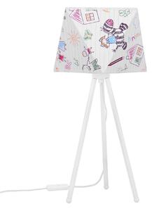 Detská stolná lampa Diamond, 1x biele textilné tienidlo so vzorom
