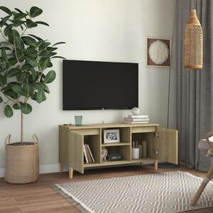 TV stolík nohy z dreva farba dubu sonoma 103,5x35x50 cm