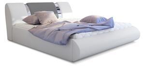 NABBI Folino 140 čalúnená manželská posteľ s roštom biela / sivá