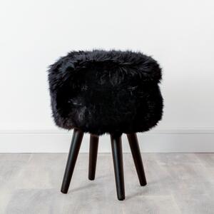 Stolička s čiernym sedákom z ovčej kožušiny Native Natural Black, ⌀ 30 cm