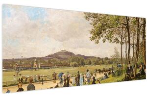 Obraz - French 19th Century, Race Course at Longchamps, reprodukcia (120x50 cm)
