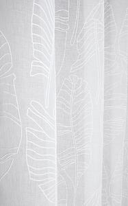 Dokonalá biela záclona na kruhy s elegantným motívom listov 140 x 250 cm