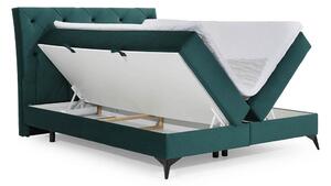 Čalúnená manželská posteľ s úložným priestorom Lazio 140 - tmavozelená