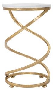 KONFERENČNÝ STOLÍK, biela, zlatá, kov, kameň, 27,5/47,5 cm - Stolíky do obývačky, Online Only