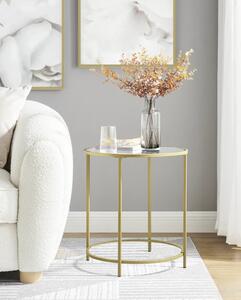 VASAGLE Odkladací stolík sklenený - zlatá - 55x50 cm