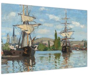 Obraz - Claude Monet, Ships Riding on the Seine at Rouen, reprodukcia (90x60 cm)