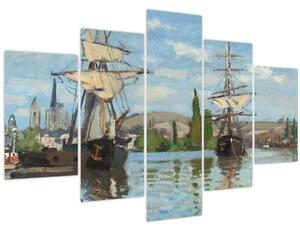Obraz - Claude Monet, Ships Riding on the Seine at Rouen, reprodukcia (150x105 cm)