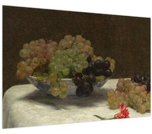 Obraz - Henri Fantin-Latour, Still Life with Grapes and a Carnation, reprodukcia (90x60 cm)