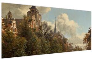 Obraz - Jan van der Heyden, View Down a Dutch Canal, reprodukcia (120x50 cm)