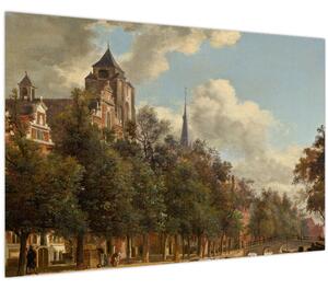 Obraz - Jan van der Heyden, View Down a Dutch Canal, reprodukcia (90x60 cm)