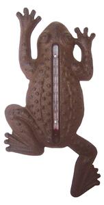 Nástenný teplomer Frog, 23,5x12 cm, liatina, hnedá
