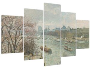 Obraz - Camille Pissarro, The Louvre, Afternoon, Rainy Weather, reprodukcia (150x105 cm)
