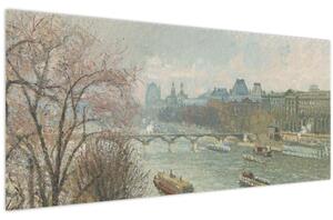 Obraz - Camille Pissarro, The Louvre, Afternoon, Rainy Weather, reprodukcia (120x50 cm)