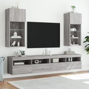 TV skrinka s LED svetlami sivá sonoma 40,5x30x90 cm